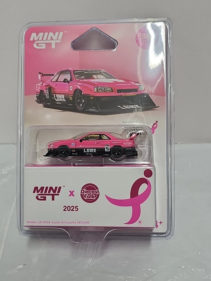 Mini GT pink Nissan LB-ER34 Super Silhouette Skyline LBWK *IN HAND MUST READ* - Image 1 of 4
