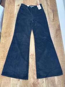 Jeans Levi's donna nero velluto a coste costine campana svasato boho western 29x32 - Foto 1 di 14