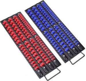 CASOMAN 80-Piece Portable Socket Organizer Tray, 2 Pcs Red Clips+Blue Clips  - Picture 1 of 6
