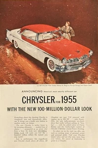 Chrysler Corporation Print Ad 1955 Model 250 HP New Yorker Deluxe St Regis Vtg - Picture 1 of 1