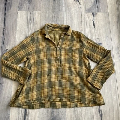 Camisa Top CP SHADES Lissa Popover Talla Pequeña Amarillo Mostaza Algodón De Gran Tamaño Usada en Excelente Condición Foto 1 de 4