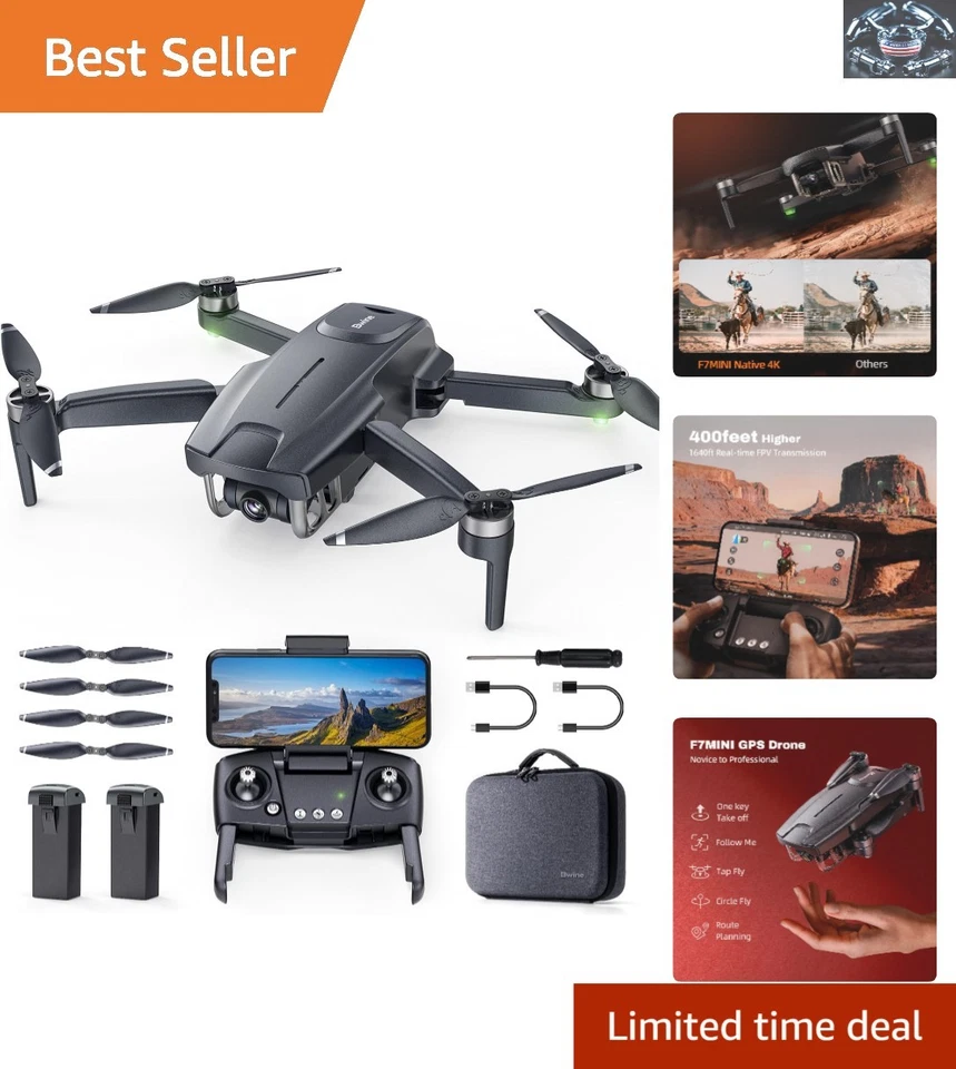 GPS Drone with Camera 4K UHD - F7MINI Under 249g 60-Min Flight Time Auto R...