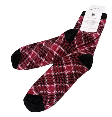 Victoria’s Secret Socks Cozy Comfy Fleece Red Plaid One Size - Image 1 of 4