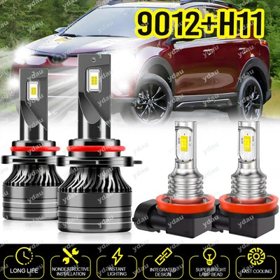 For Toyota RAV4 2016 2017 2018 6000K LED Headlight Hi/Lo Beam Fog Light bulbs 4x - Image 1 of 4