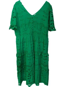 MONSOON Damen Midikleid grün M bestickt Baumwolle Sommer - Bild 1 von 12