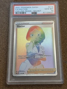 POKEMON 2021 Chilling Reign Secret Full Art Trainer DOCTOR #214 PSA 10 - Picture 1 of 2