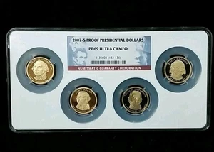 2007 S Proof Presidential Dollar 4-Coin Set NGC PF 69 Ultra Cameo 07S - Picture 1 of 2