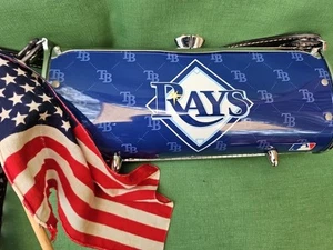 Tampa Bay Rays Purse METAL w/Rhinestones Little Earth Kisslock VINTAGE 12" - Picture 1 of 12