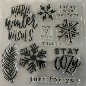 Echo Park Carta Bella WARME WINTERWÜNSCHE Stempelset 10 Stempel Schneeflocken Sets - Bild 1 von 3