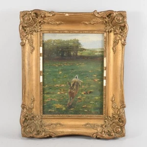 Q09A05- Painting Leaping Field Hare Signed Verso Inscribed Easter 1930 - Picture 1 of 12