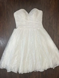 Abito da sposa Galina David’s donna avorio pizzo lunghezza cocktail - taglia 8 - Foto 1 di 17