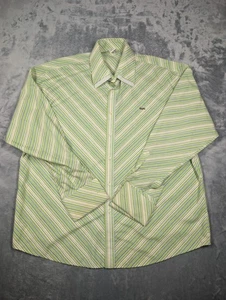 Camisa Lacoste Para Hombre 3XL Verde Blanco Rayas Botón Delantero Manga Larga Algodón - Imagen 1 de 13
