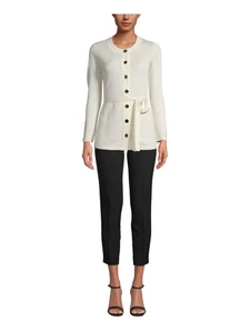 ANNE KLEIN Womens Ivory Textured Button-up Cardigan Long Sleeve Top S - Picture 1 of 11