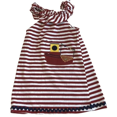 Vestido Bailey Niños Niñas Rojo Blanco Rayas Sin Mangas Volantes Cuello Talla 4 Foto 1 de 4