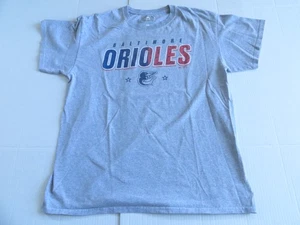 Baltimore Orioles Shirt Mens Large Gray MLB Baseball Majestic Tee Crew Neck Logo - Picture 1 of 4