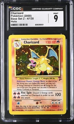 CGC 9 MINT Charizard 2000 Base Set 2 4/130 Holo Pokemon Card - Image 1 of 2