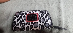 Hello Kitty Sanrio Wallet Clutch  Black Zip Around Black Gray Animal Print RARE - Picture 1 of 5