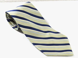 Savile Row Silk Tie Blue Green Stripe Necktie New 59 x 4 - Picture 1 of 5