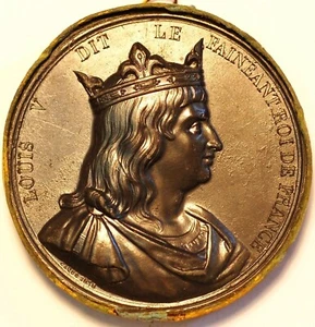 Medaille Frankreich Roi de France Louis V dit le Faineant 967-986 Fils de Lothaire - Bild 1 von 2