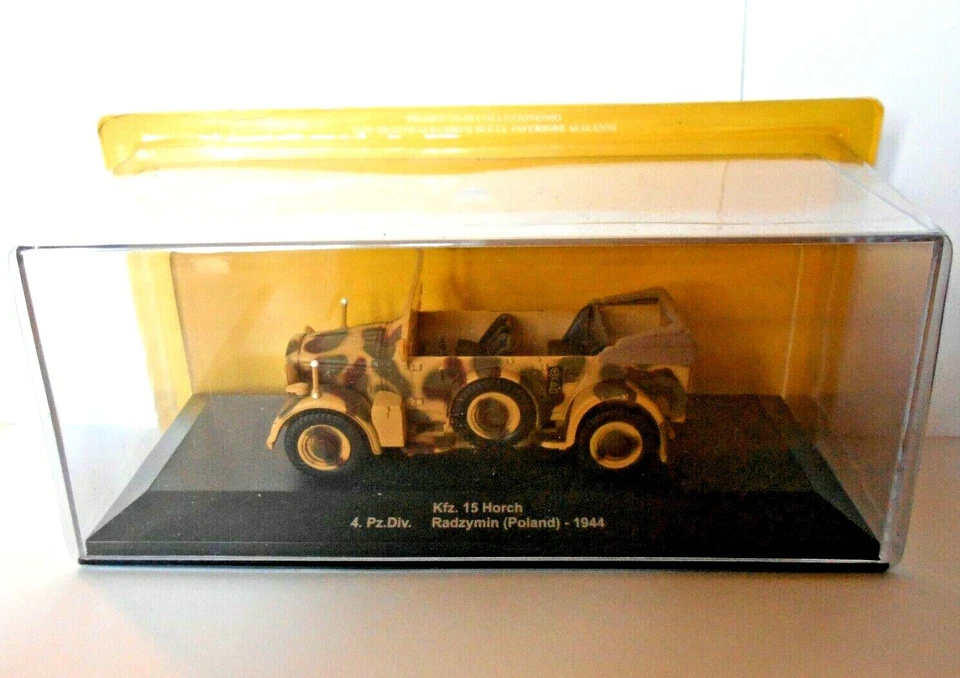 DIE CAST Kfz.15 Horch 8 4. Pz.Div. Radzymin (Poland) - 1944 Eaglemoss SCALA 143 - Immagine 1 di 1