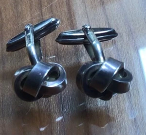 gemelli marcati in argento sterling. Modello nodo. Senza scatola - Foto 1 di 3