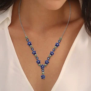 Natürlicher Kyanit Edelstein 925 Sterling Silber Chromdiopsid Halskette Schmuck - Bild 1 von 3