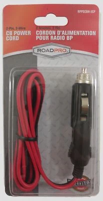 RoadPro RPPSCBH-2CP 2-Pin CB/HAM Radio Replacement Power Cord w/ Lighter Plug