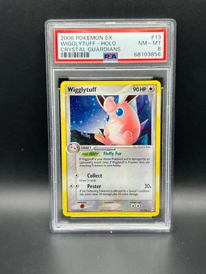 Pokemon PSA 8 NM-MT Wigglytuff 13/100 EX Crystal Guardians Holofoil 2006 S#3856 - Image 1 of 2