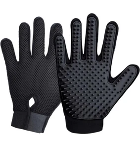 Pet Grooming Glove Deshedding Brush Glove Efficient Pet Hair Remover Black - Picture 1 of 9