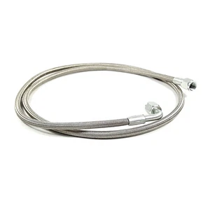 72" Steel Braided Turbo Oil Feed Line 4AN 90 Degree Hose End Stainless Teflon - Foto 1 di 5