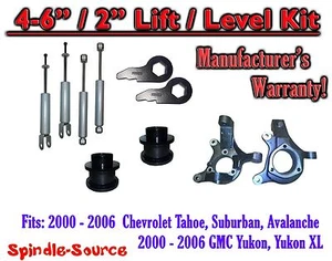 4" - 6" / 2" Lift Kit Spindles key Spacer + SHOCKS FOR 00- 06 Chevrolet GMC 1500 - Picture 1 of 1