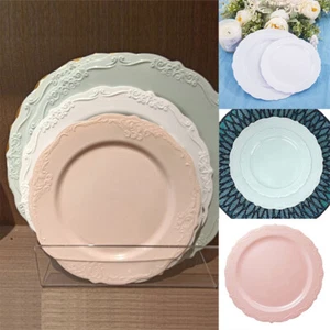 French Lace Disc Dinner Plates Party Dessert Plate Hard Plastic Color Disposable - Picture 1 of 8