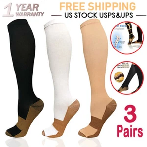 3 Pares Best Medias Calcetines De Compresion 20-30 Mmhg Para Hombres Y Mujeres - Picture 1 of 15