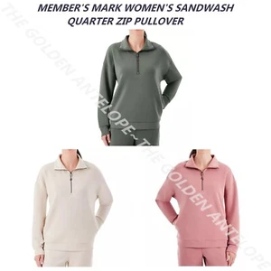 MEMBER'S MARK WOMEN'S SANDWASH QUARTER ZIP PULLOVER ~MULTIPLE COLOR & SIZE NEW - Picture 1 of 26