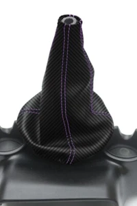 Fits 2004-2010 Ford Ranger Carbon Fiber Manual Shift Boot Cover Purple Stitch - Picture 1 of 9
