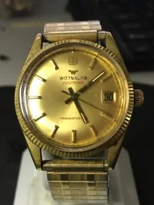 Wittnauer President 38mm electronic Esa 9154 Golden Men's Watch (#1156B) - Picture 1 of 7