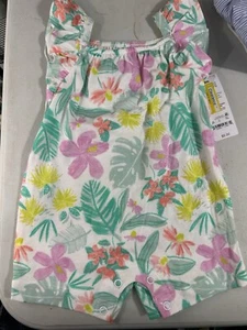 Carters Baby Girl Romper 3 Months NWT White Floral Print - Picture 1 of 5