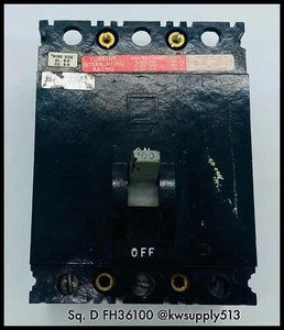 FH36100 ~ Cuadrado D FH36100 600VAC/250VDC 100A FAL CB ~ B. lengüetas/garantía de 90 días - Imagen 1 de 5