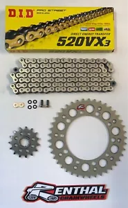 DID Gold Race 520 Chain & Renthal Sprocket Kit fits GSXR600 01-10 K1-L0 - Picture 1 of 1