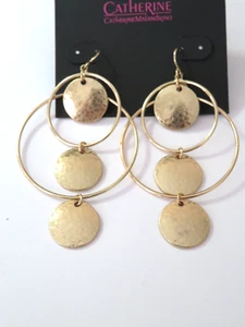 CATHERINE MALANDRINO GOLD DOUBLE HOOP EARRINGS - Picture 1 of 1