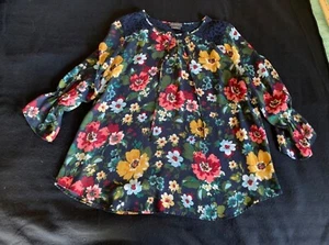 Van Heusen Womens Floral Blouse with Lace Accents & 3/4 Sleeves Size Large - Picture 1 of 12
