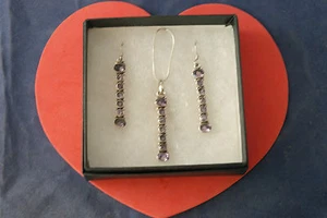 Hermoso Juego de Colgantes y Pendientes de Plata 925 con Amatista 16,5 Gr.4 Cm. Largo - Imagen 1 de 7