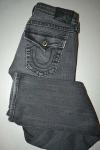 True Religion Men Disco Billy Straight Gem Pocket Flaps Dark Gray Jeans Sz 28x32 - Picture 1 of 12