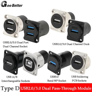 Panel Mount D Type Usb 3.0/2.0 Female-Female Connector Gold-plating Jack Socket - Picture 1 of 41