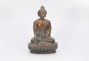Copper Carved Antique Shakyamuni Buddha Handmade Sculpture Buddhism Blessing Art - Picture 1 of 7