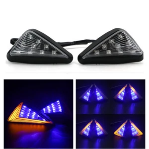 2X Motorcycle LED Turn Signal Light Flush Mount Indicator Flowing Amber Blue - Foto 1 di 6