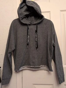 Calvin Klein Cropped Grey Sweatshirt Hoodie Size XL X Large Ladies Women  - Picture 1 of 8