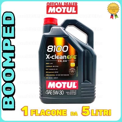 5 LITRI OLIO MOTORE AUTO MOTUL 5W30 8100 X-CLEAN EFE ACEA C2 C3 SINTETICO MO31