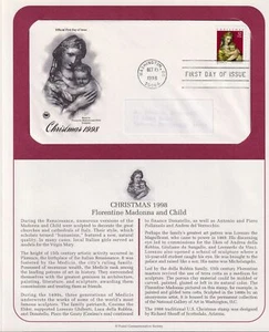 1998 Holiday Florentine Madonna Christmas Sc 3244 FDC with PCS cachet info page - Picture 1 of 1