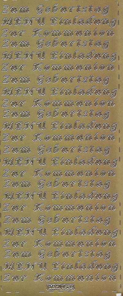 Zier-Sticker-Bogen-Einladung zur/m Kommunion/Geburtstag/Menü-gold o. silber-0534 - Bild 1 von 1